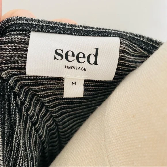 Seed Heritage black & white striped long sleeve batwing top size medium - Picture 6 of 7